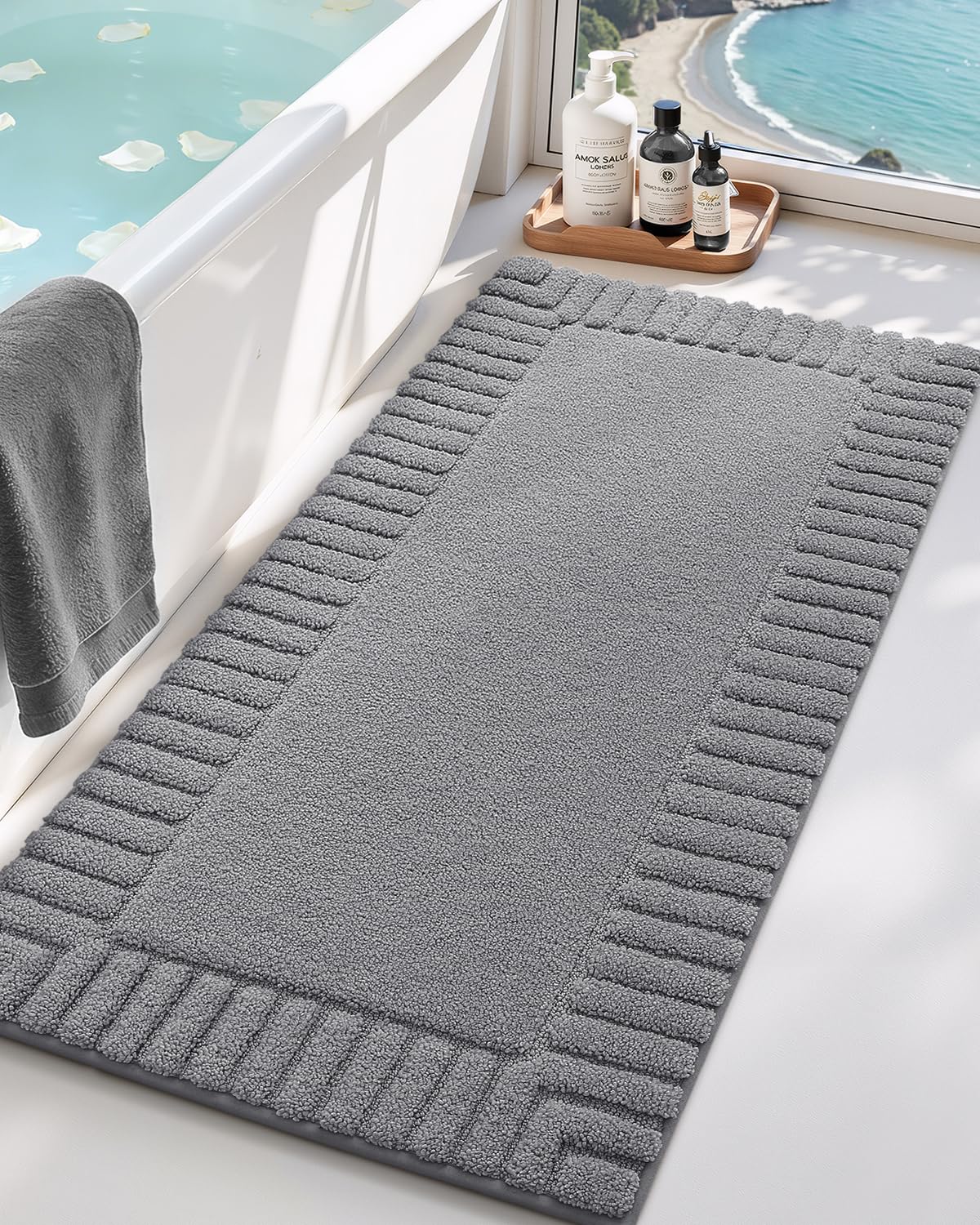 Color&geometry Tappeto Lungo Antiscivolo 60x110 cm, Grigio Scuro