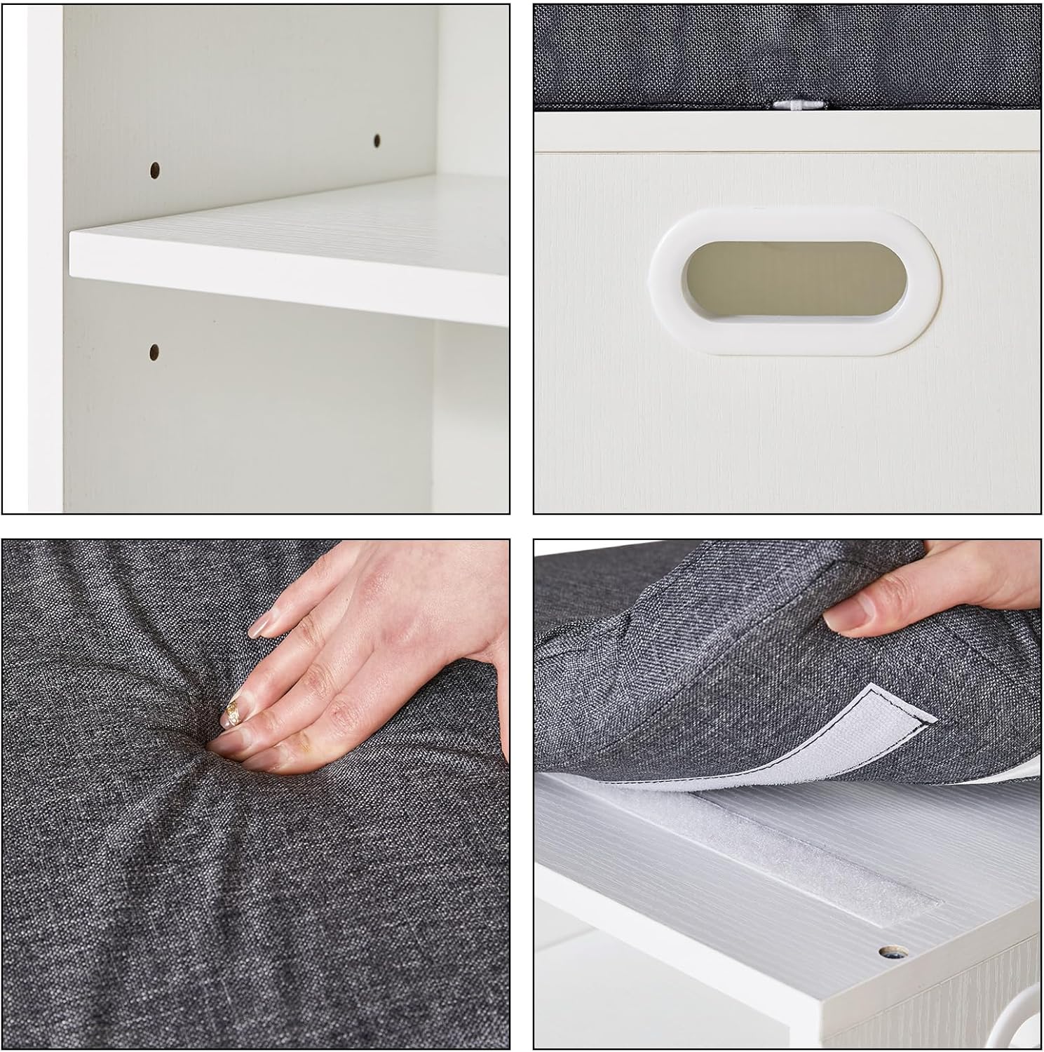 Ymyny Panca Scarpiera con Cuscino a 2 Livelli, Bianco - immagine 8