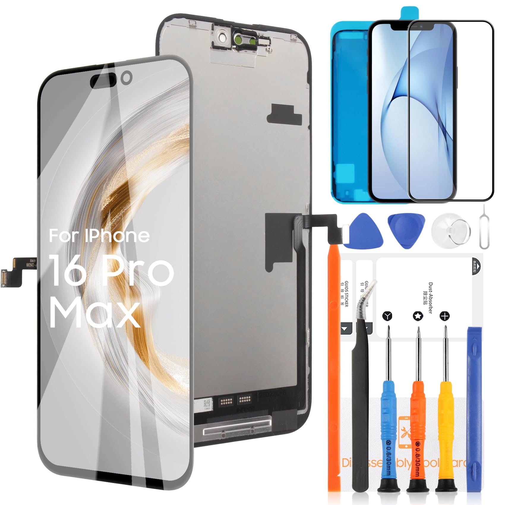 LADYSON Schermo LCD Ricambio per iPhone 16 Pro Max