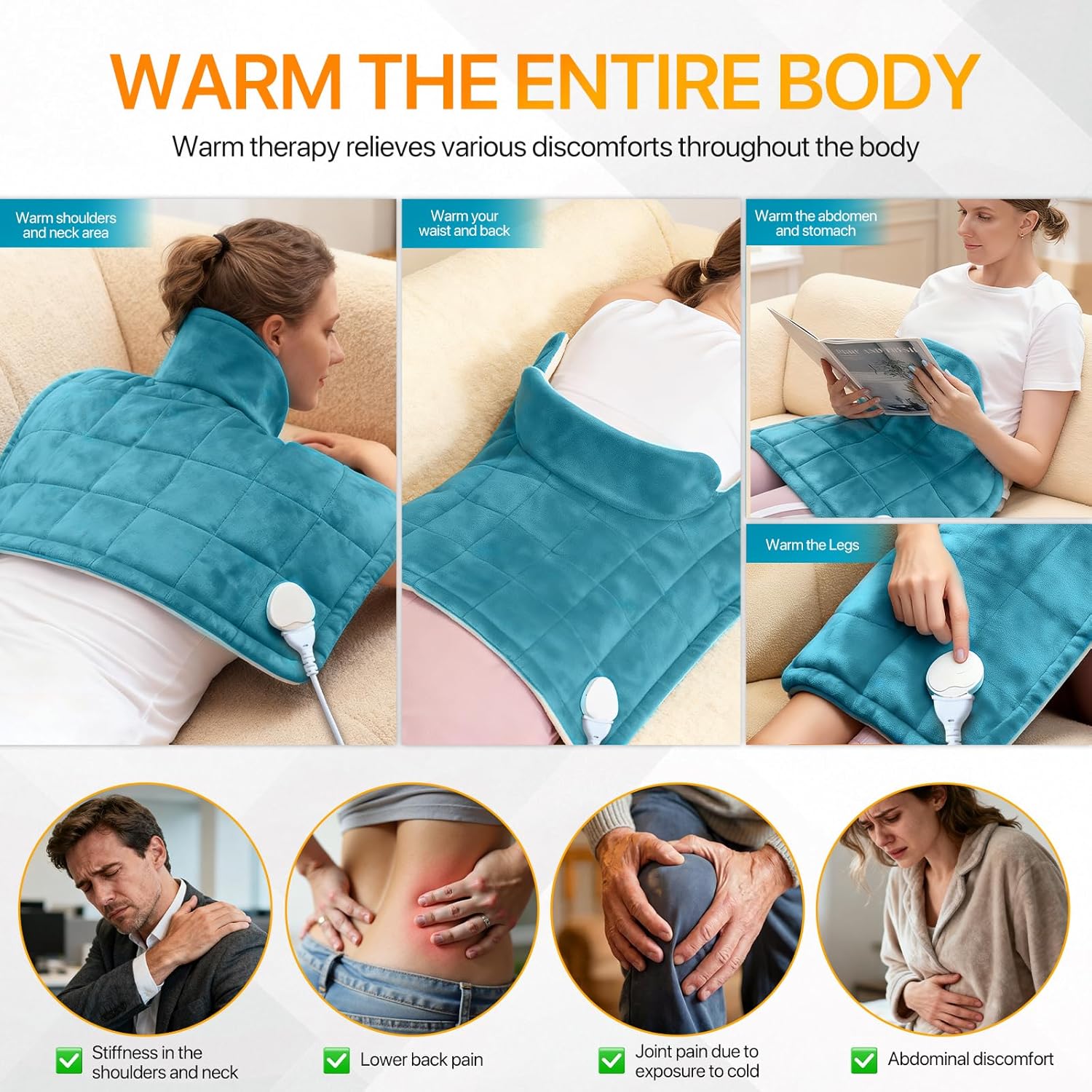 Termoforo Cervicale e Spalle 1.2kg, Blu - immagine 3