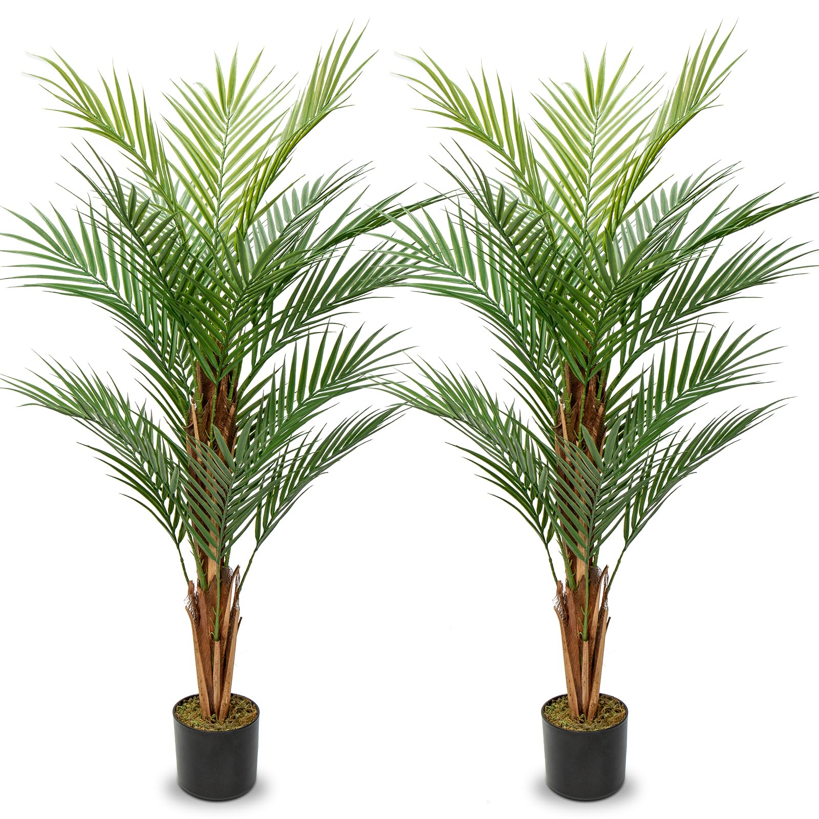 Set 2 Piante Artificiali Palma 120 cm con Vaso