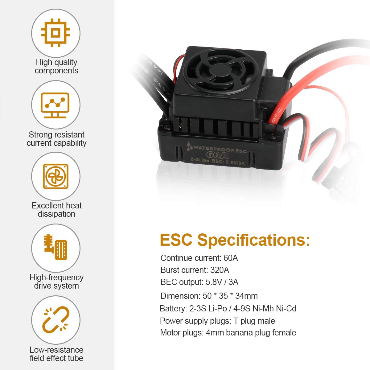 Motore Brushless 3650 3100KV e ESC 60A Combo Set - immagine 3