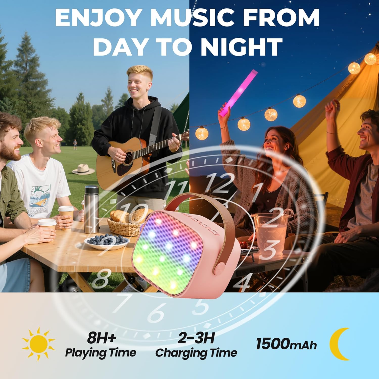 Ankuka Karaoke per Bambini con 2 Microfoni, Rosa - immagine 4