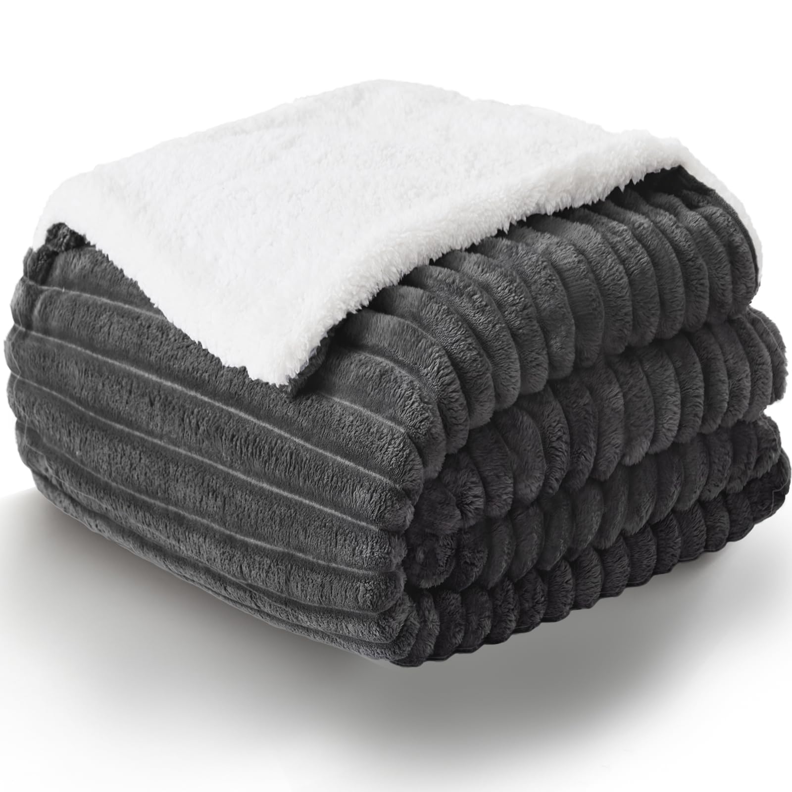 Wavve Coperta Plaid Pile Sherpa 150x200 cm, Grigio