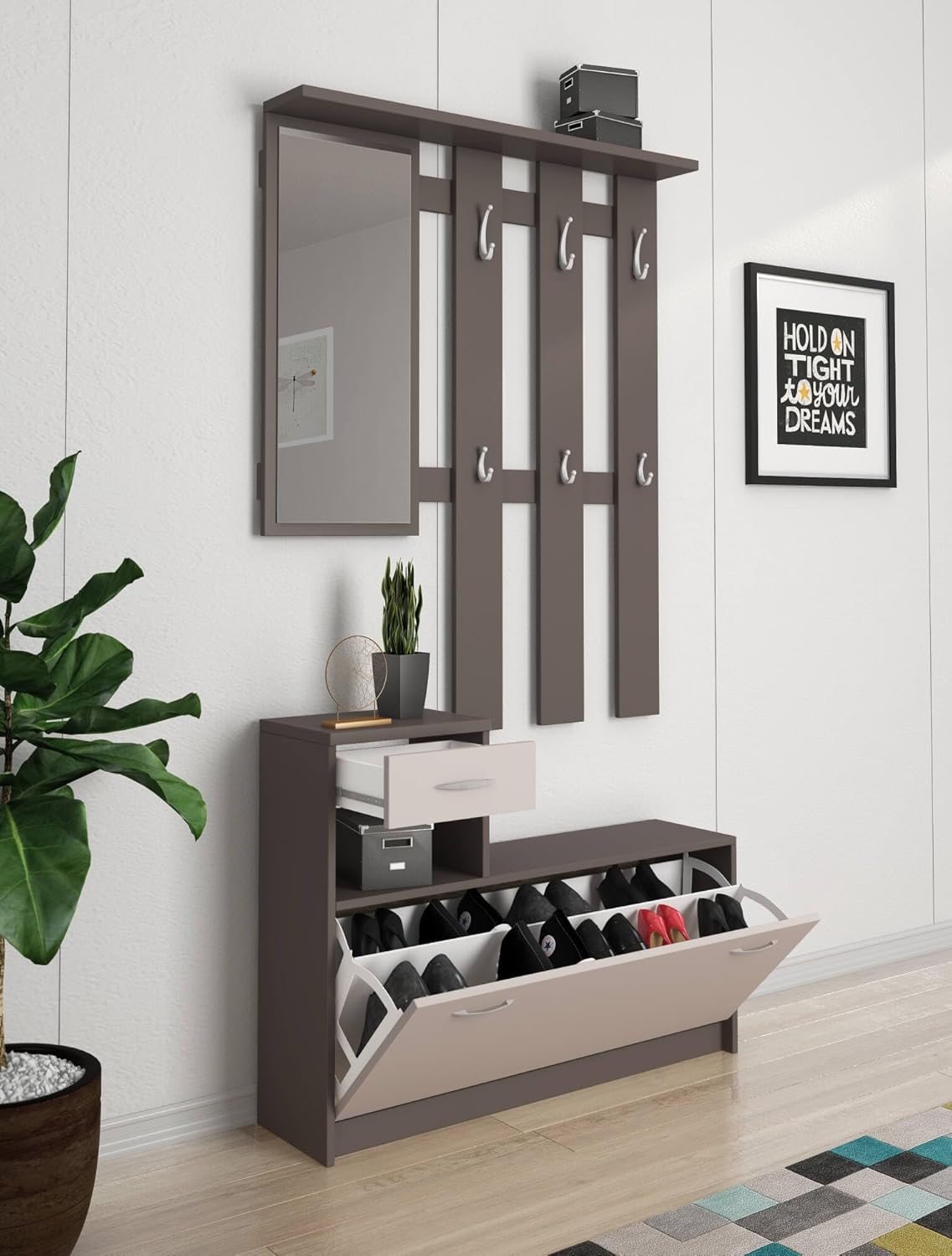 Dmora Ingresso Clint - Mobile Moderno con Specchio - immagine 4