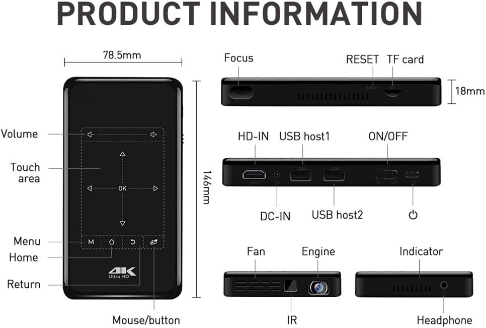 Mini Proiettore Tascabile Smart DLP Pico (Android 6.0) - immagine 8
