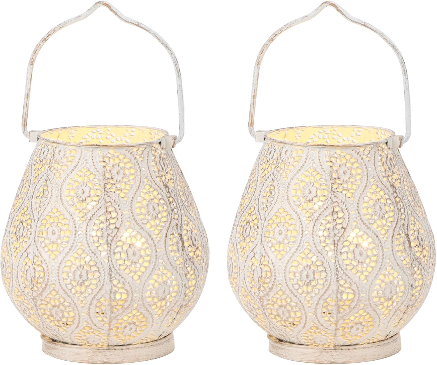 Trirocks Set 2 Lanterne Decorative Marocchine 26 cm, Bianco - immagine 5