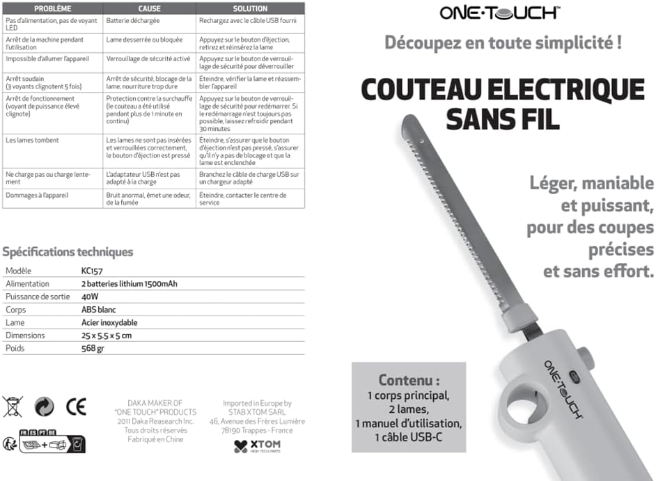 ONE TOUCH KC 157 - Coltello Elettrico Senza Fili - immagine 6