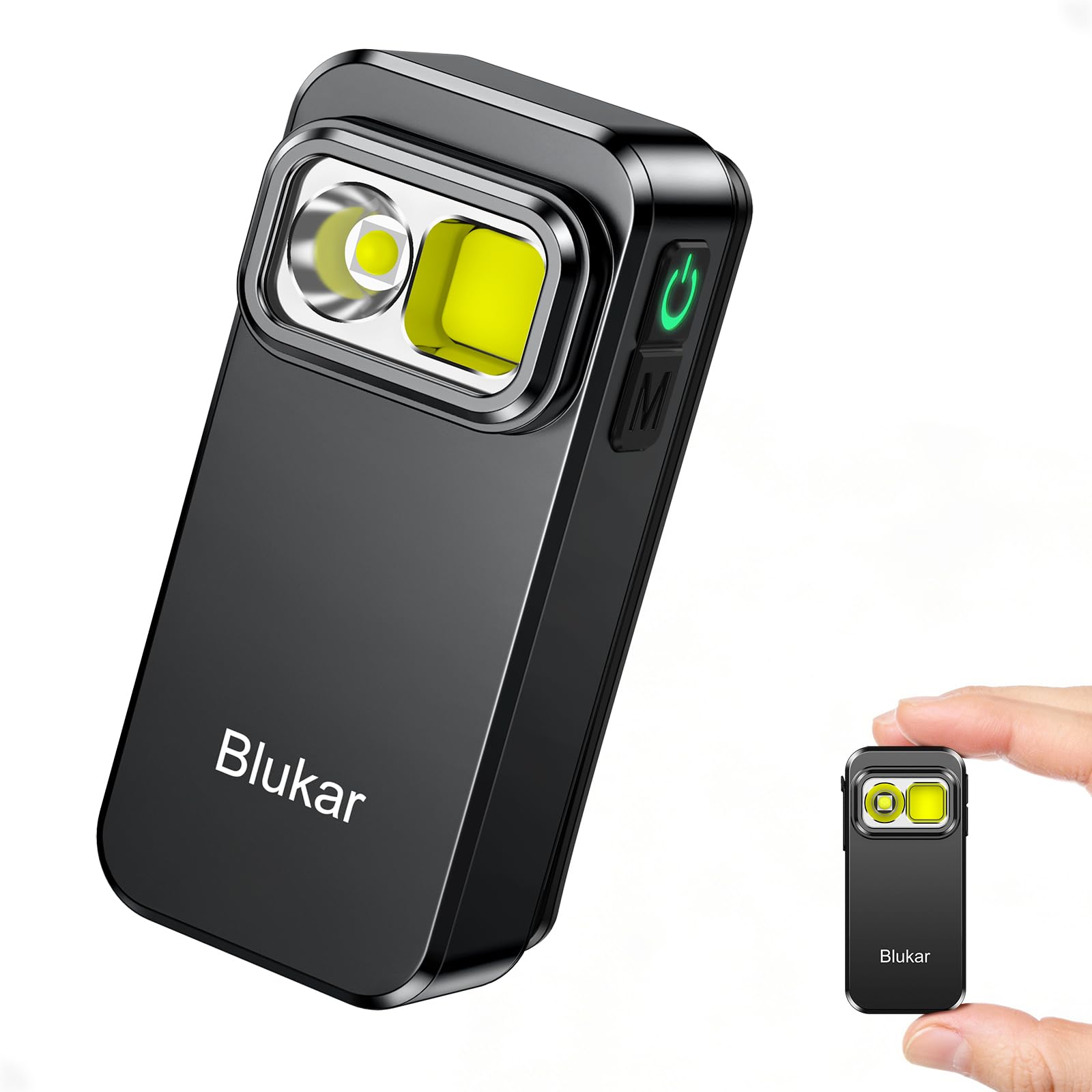 Blukar Torcia EDC con Clip, Super Luminoso Mini Torcia LED Ricaricabile Potente, 3 Fonti di Luce & 5 Modalità, Funzione di Memoria, Portatile Tascabile Flashlight per Campeggio/Emergenza/Trekking