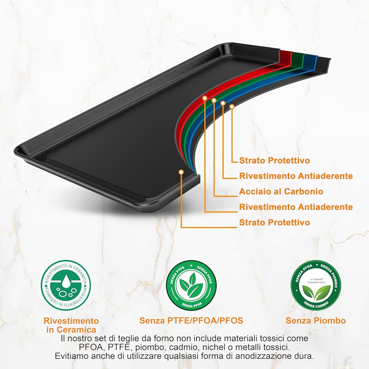 Nutrichef Set 8 Padelle Antiaderenti per Cottura, Nero - immagine 3