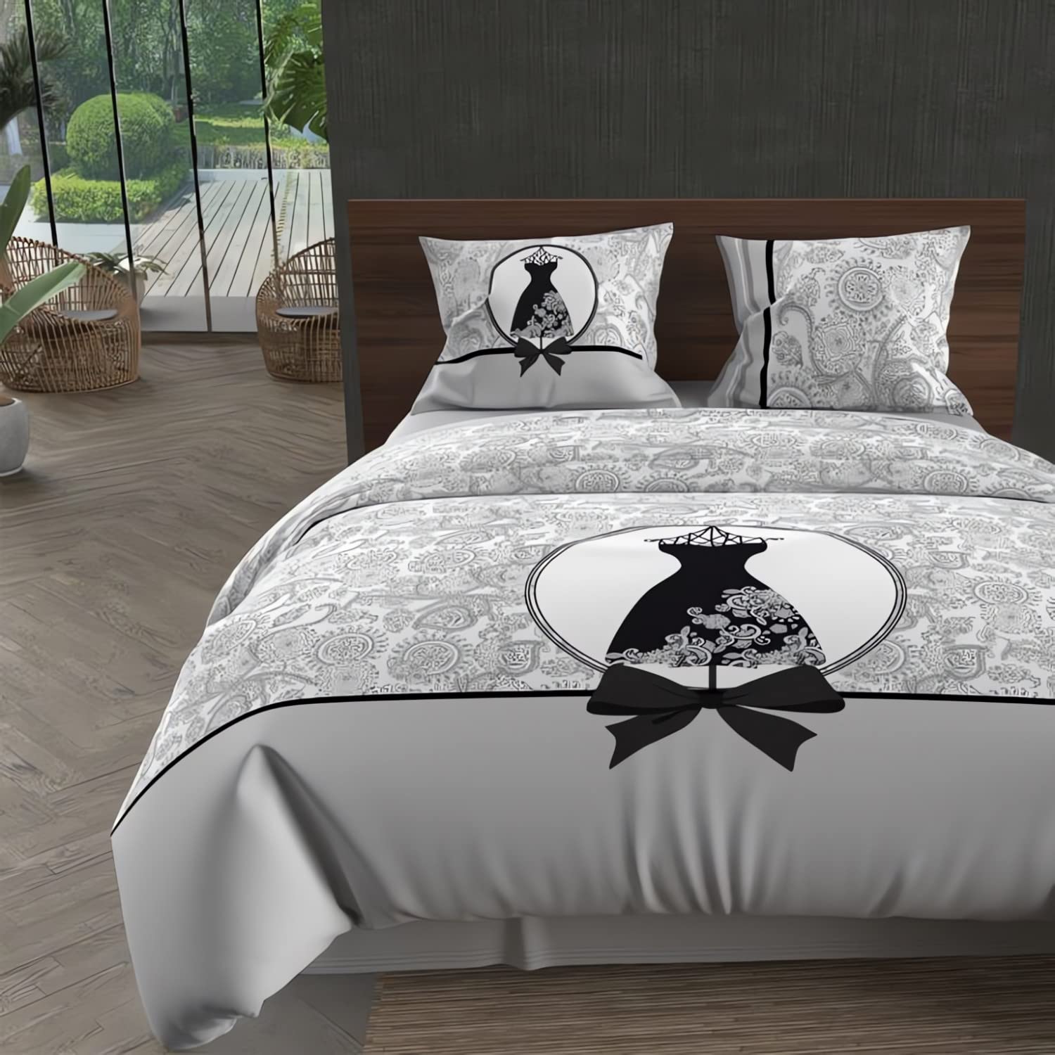 Soleil d'ocre Coperchio di Consolatore + 2 federe, Grigio, 220 x 240 cm