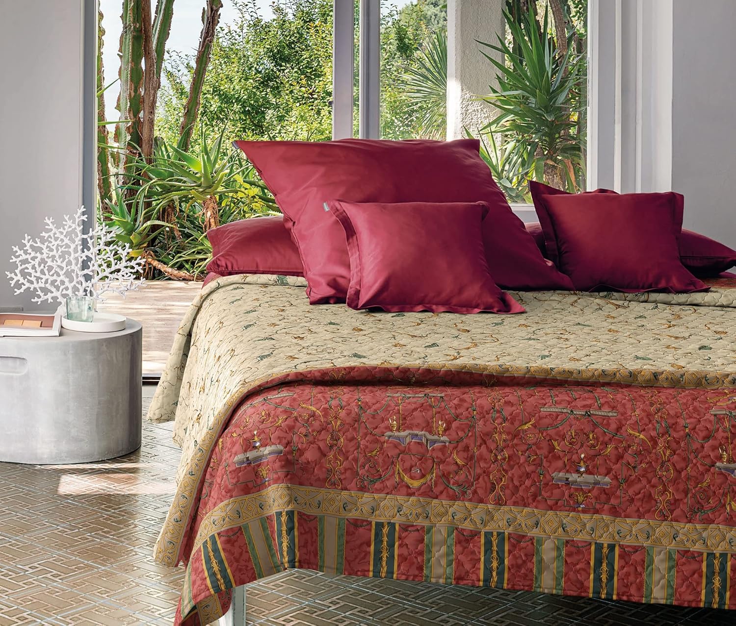 Bassetti OPLONTIS Copriletto Trapuntato, Cotone, Colore: Rosso, 180x255 - immagine 2