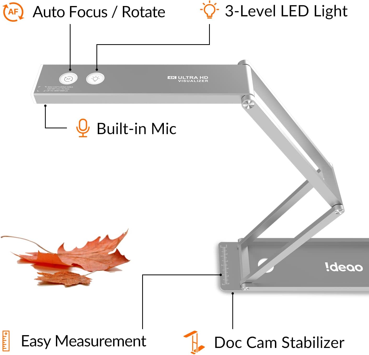 IDEO DC400 4K - Visualiser/Document Camera e Webcam USB - immagine 3