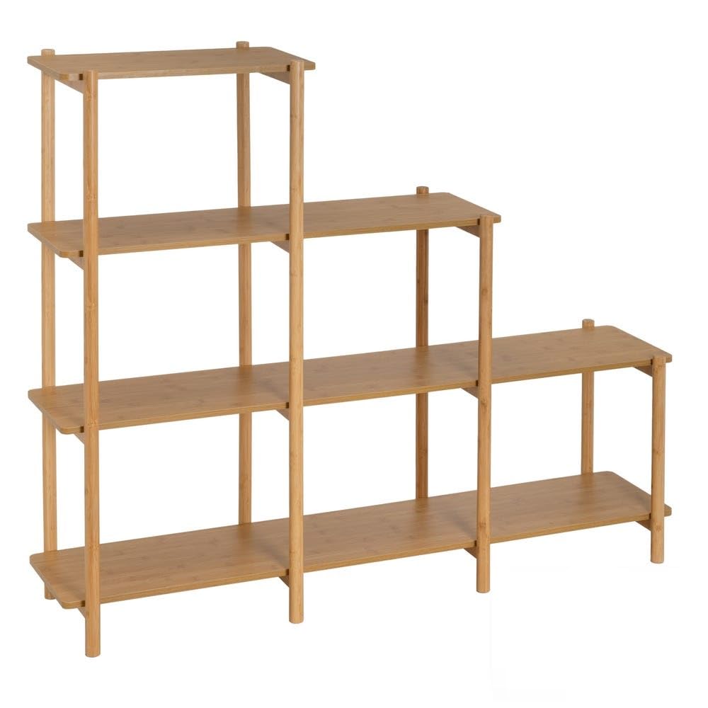 DRW Scaffale da pavimento con 9 ripiani in legno PB in naturale