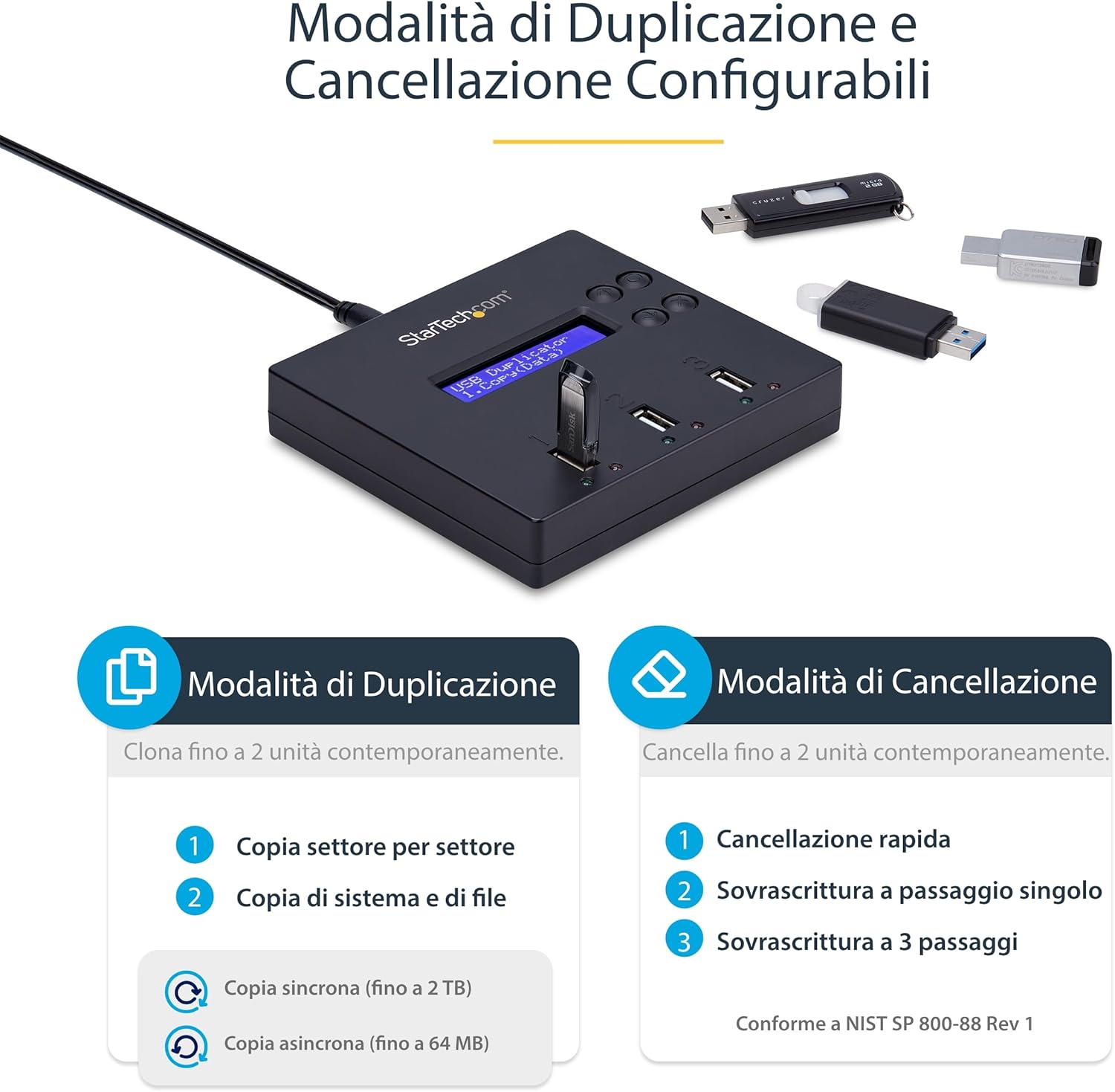 Startech.com Dock USB - Duplicatore/Eraser 1:2 - immagine 5