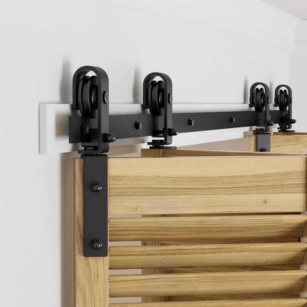 Binario per Porta Scorrevole 1.5M Kit Ferramenta Nero