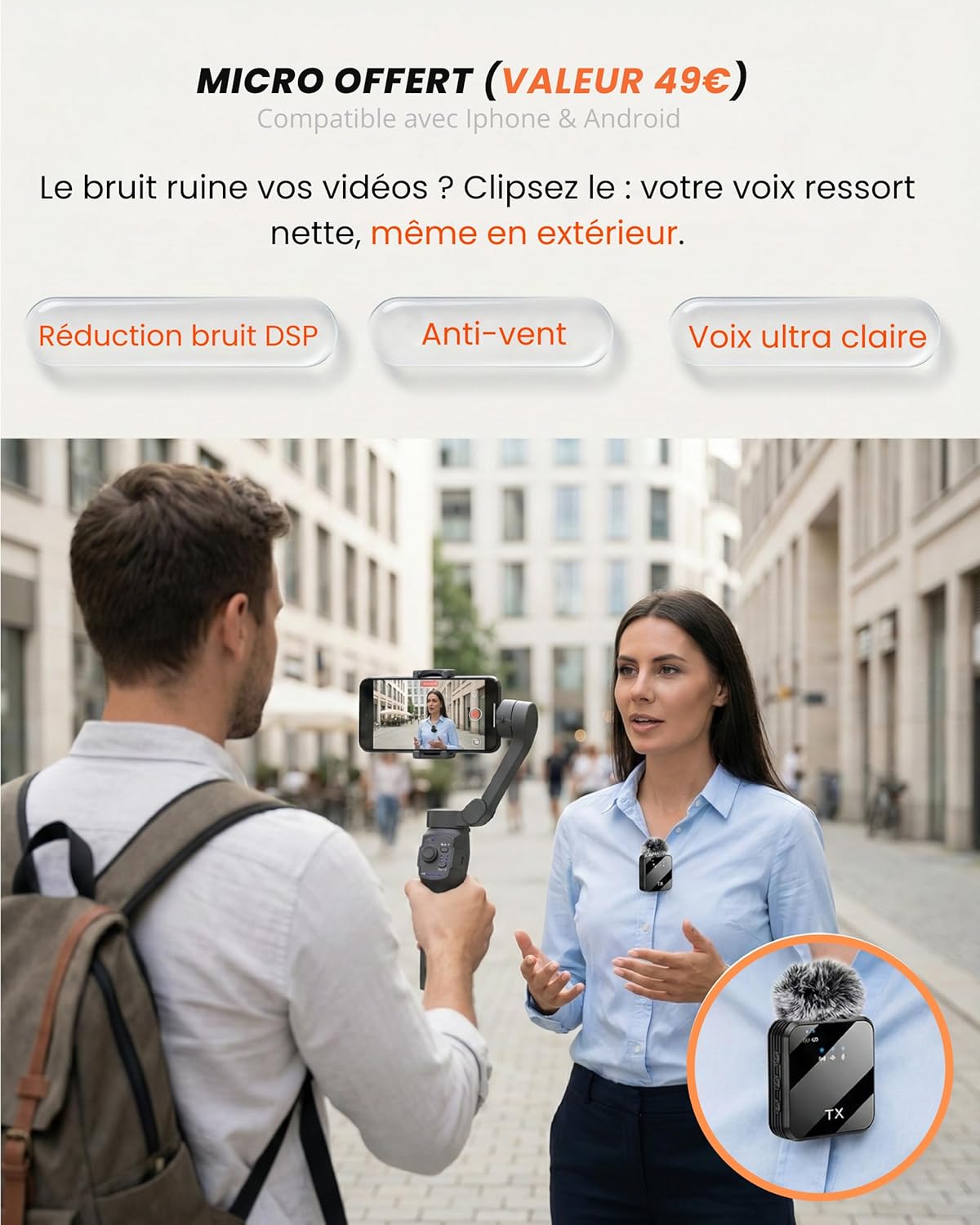 Studio Pro - Stabilizzatore Smartphone 3 Assi con IA - immagine 2