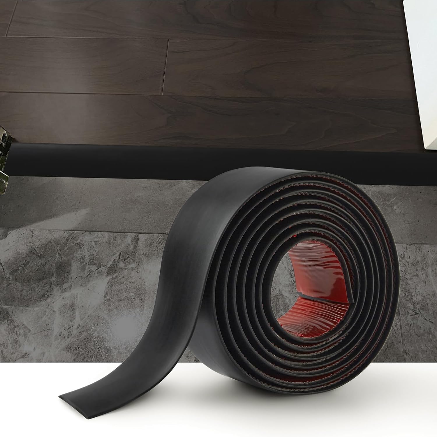 Striscia di Transizione Pavimenti Laminato PVC 20m, Nero