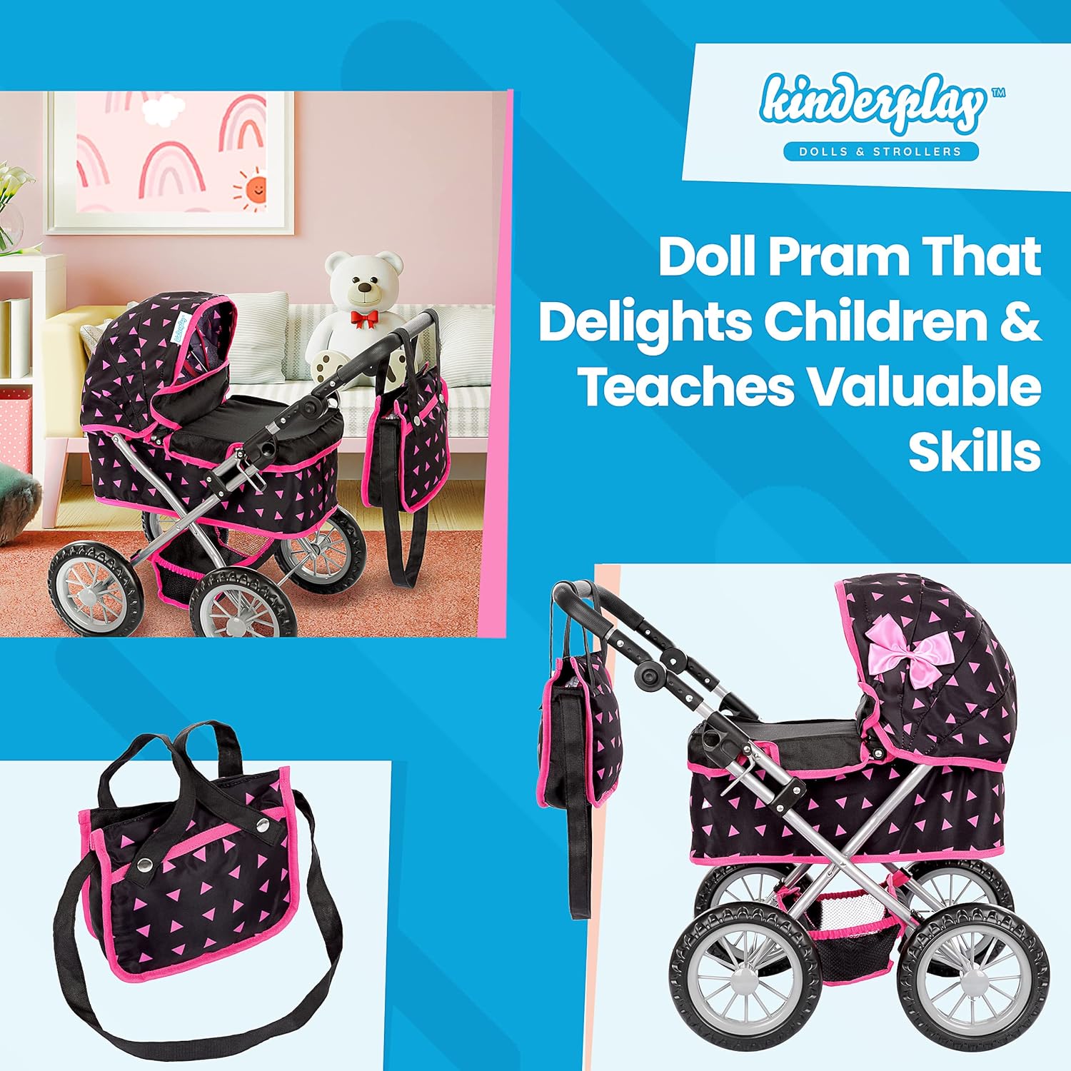 Kinderplay Carrozzina per Bambole con Gondola - immagine 8