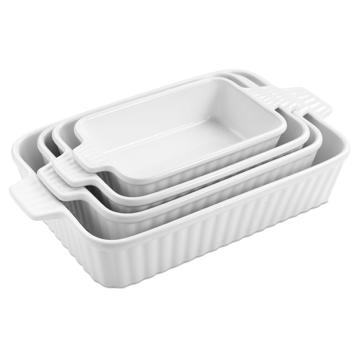 Set 4 Teglie per Lasagne in Ceramica, Bianco