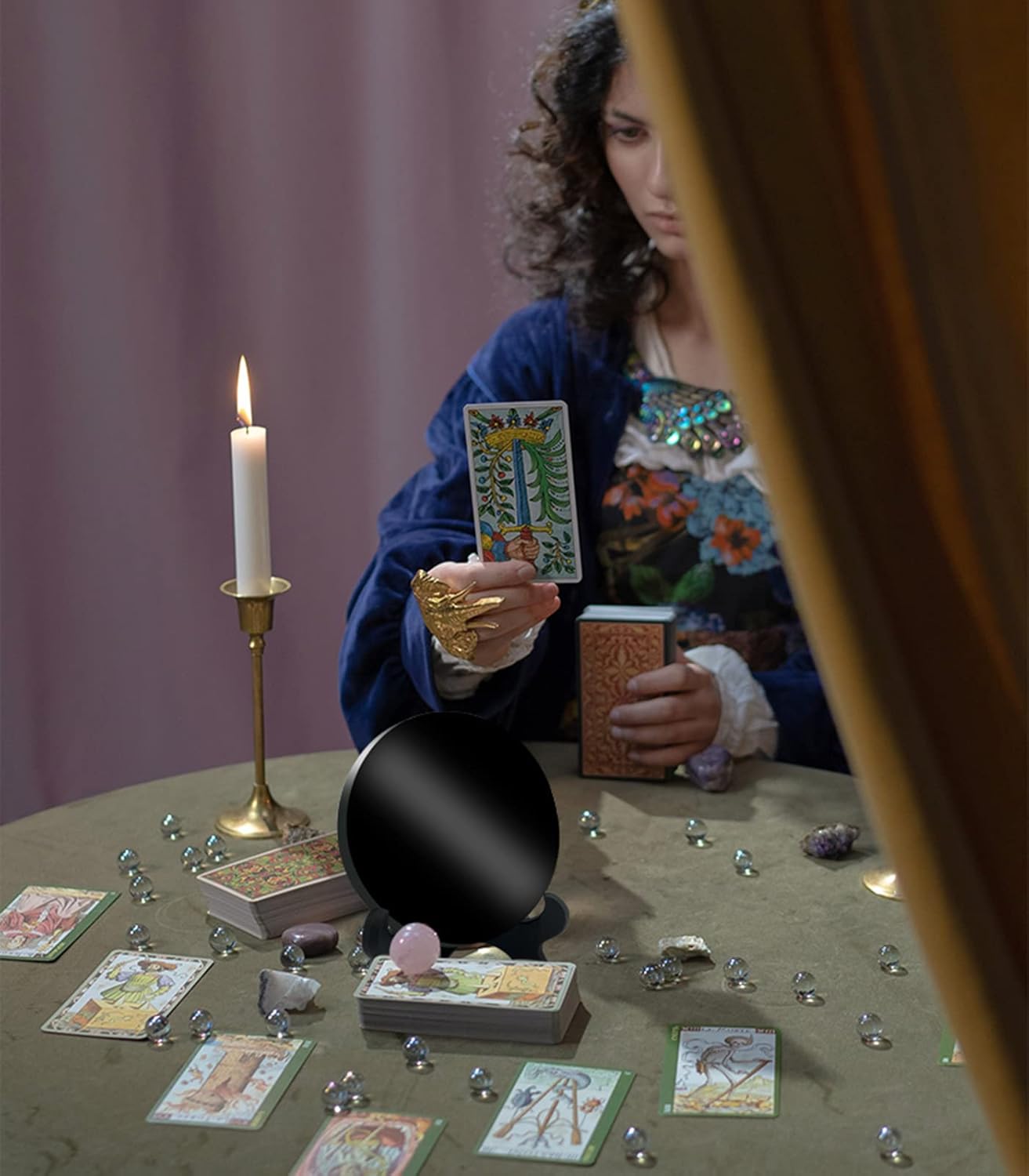 Specchio in Ossidiana Nera con Supporto, 15cm - immagine 5