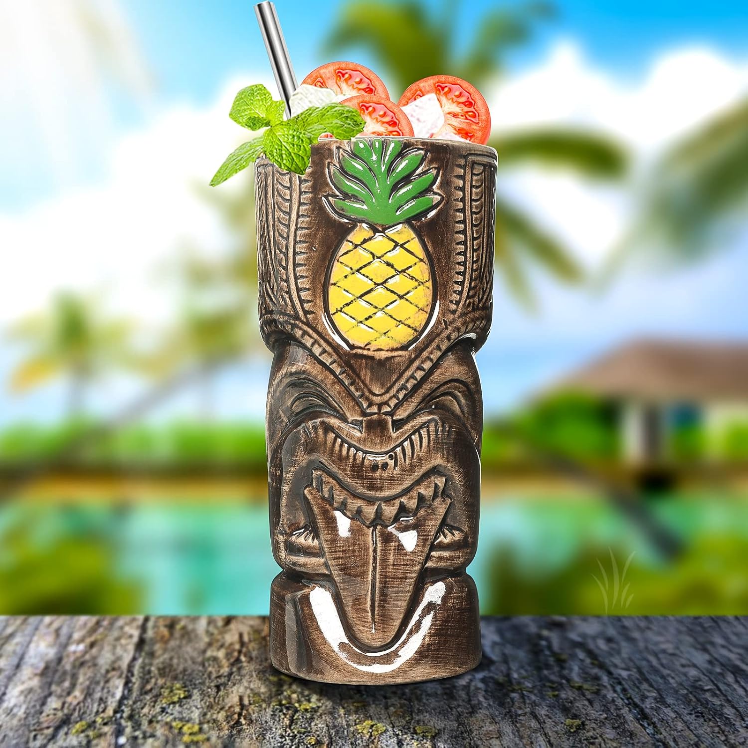 Tiki - Set 8 Tazze in Ceramica Hawaiana - immagine 3