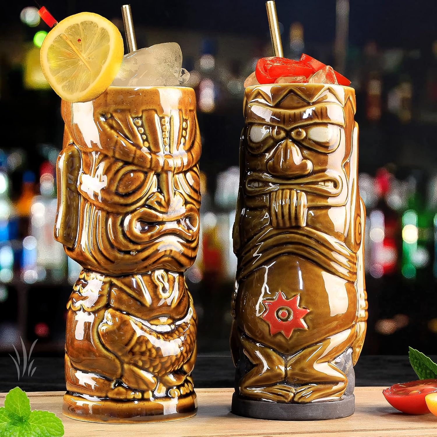 Tiki - Set 8 Tazze in Ceramica Hawaiana - immagine 4