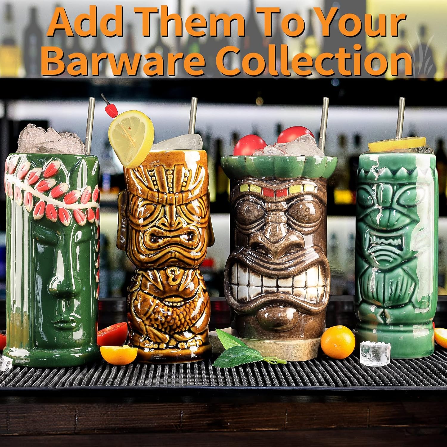 Tiki - Set 8 Tazze in Ceramica Hawaiana - immagine 5