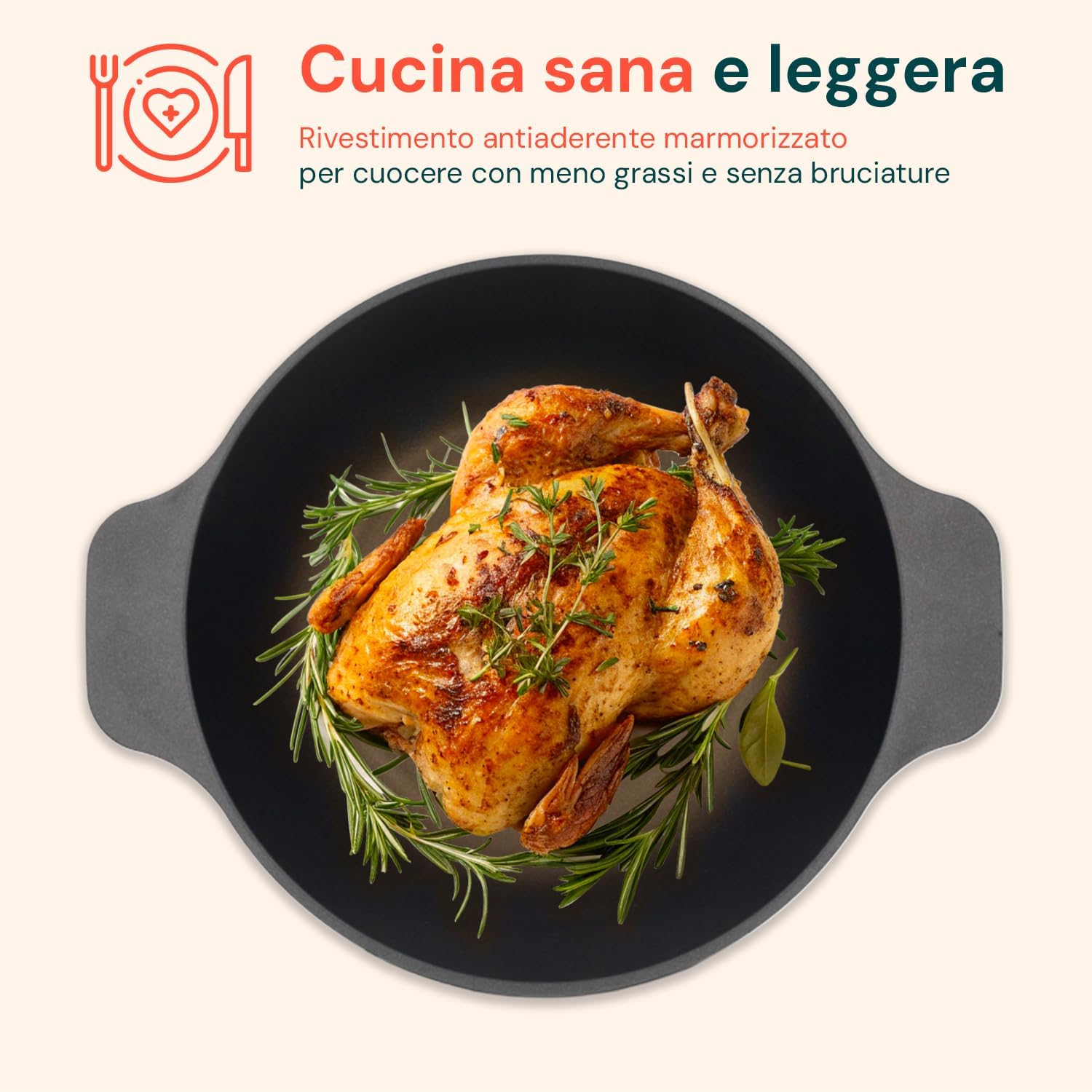 Wintem Pentola Antiaderente 24cm con Coperchio - immagine 5