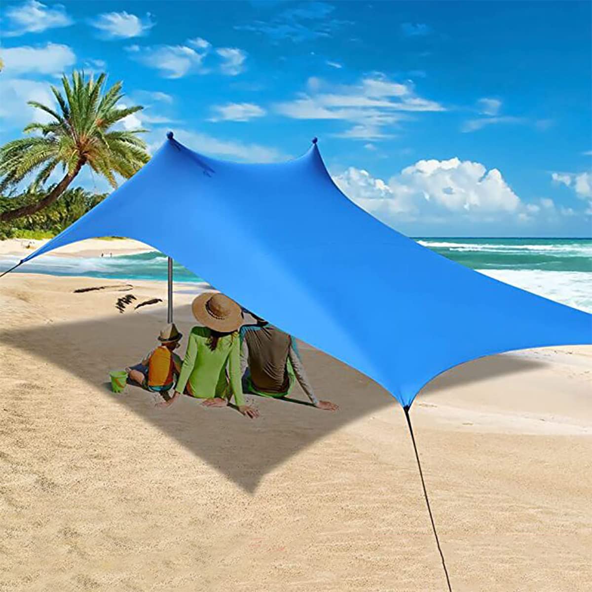 Grande Tenda Parasole Spiaggia Portatile con Aste Alluminio