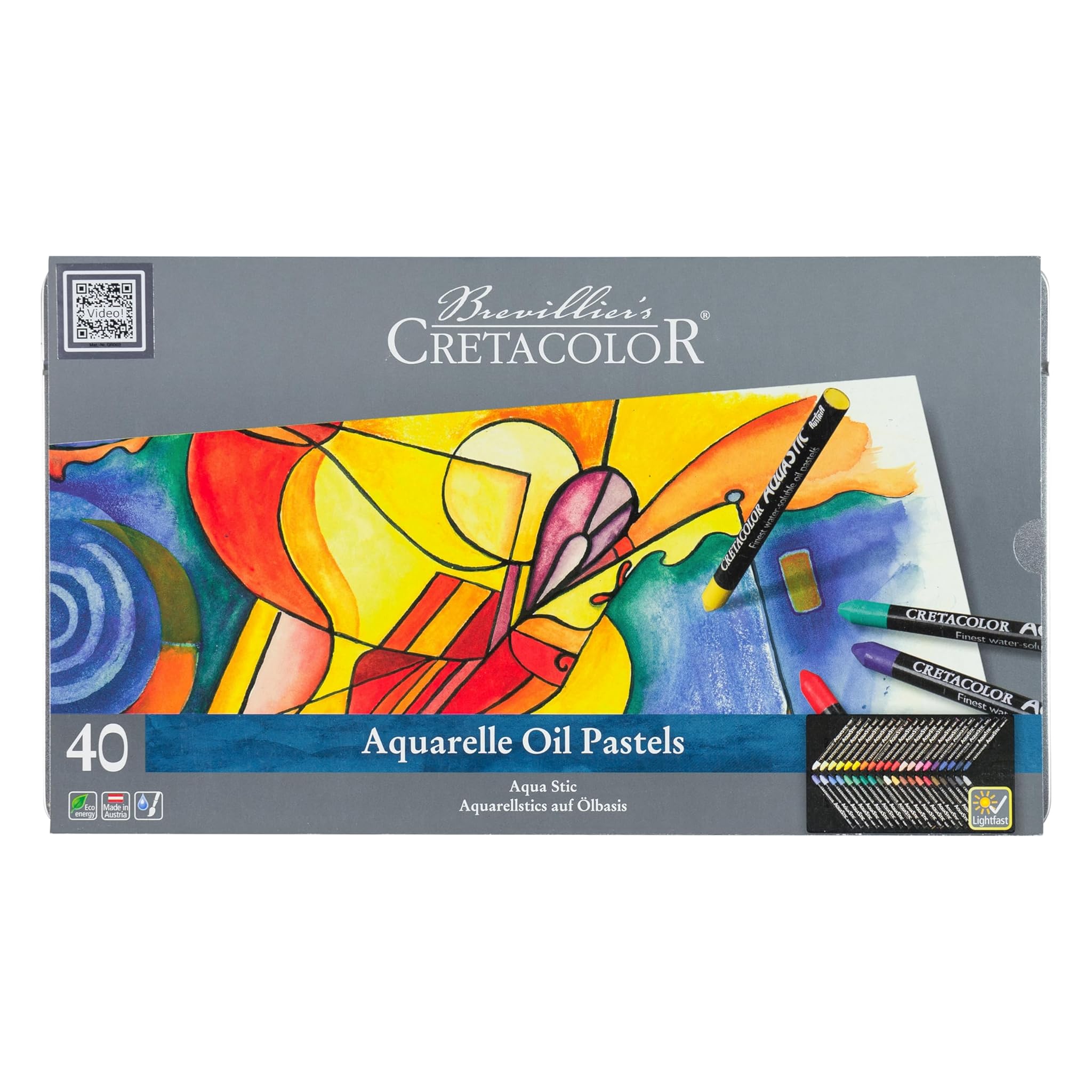 CRETACOLOR AquaStic, set di pastelli a olio, 40 colori, multicolore