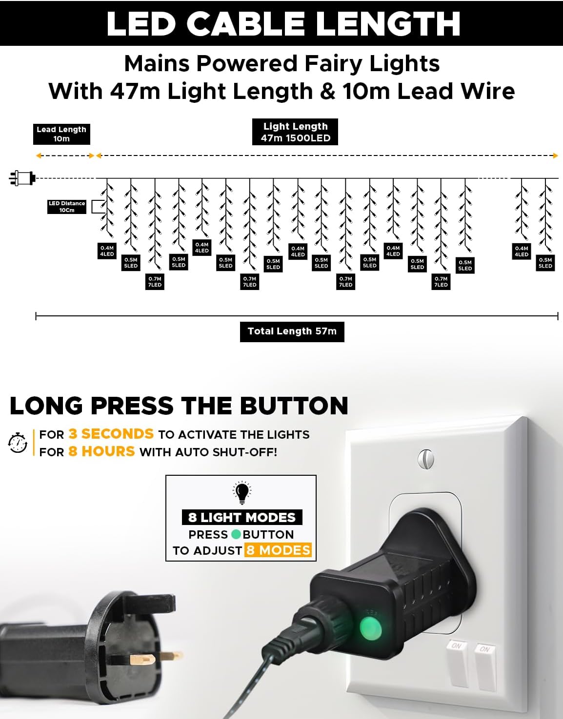 EcoNour Luce Ghiacciolo 47m 1500 LED - immagine 3