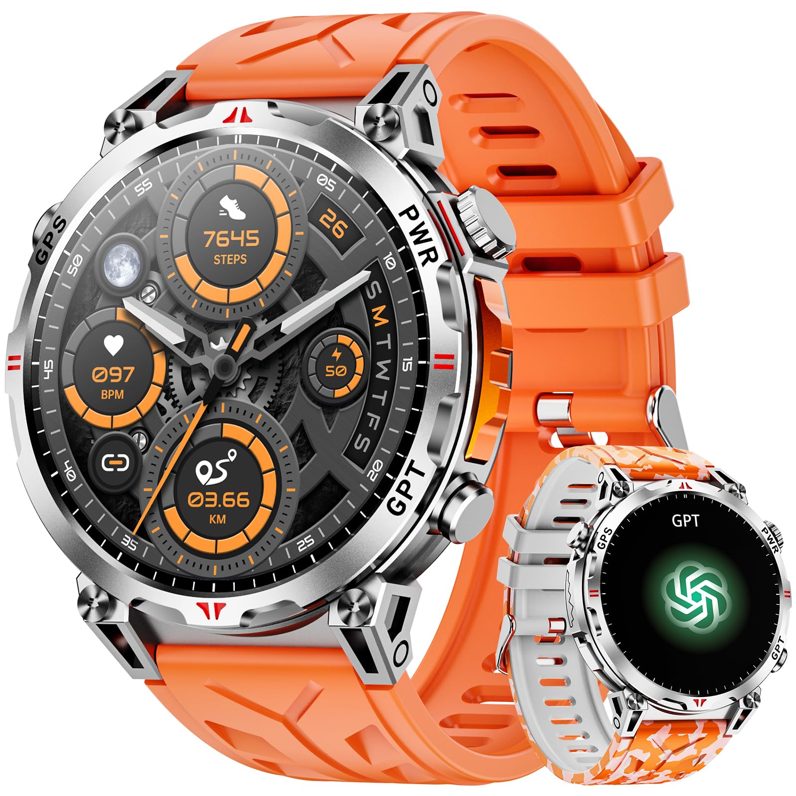 Orologio Smart Militare GPS/Bussola con GPT, Arancione