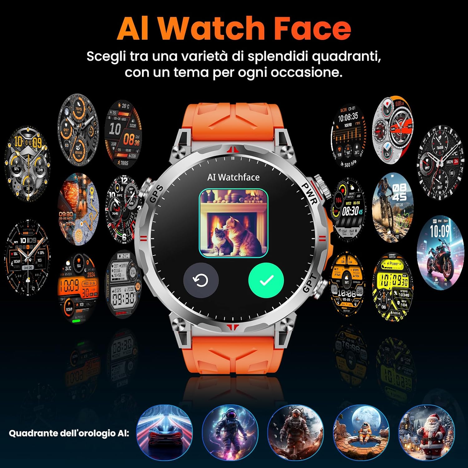 Orologio Smart Militare GPS/Bussola con GPT, Arancione - immagine 5