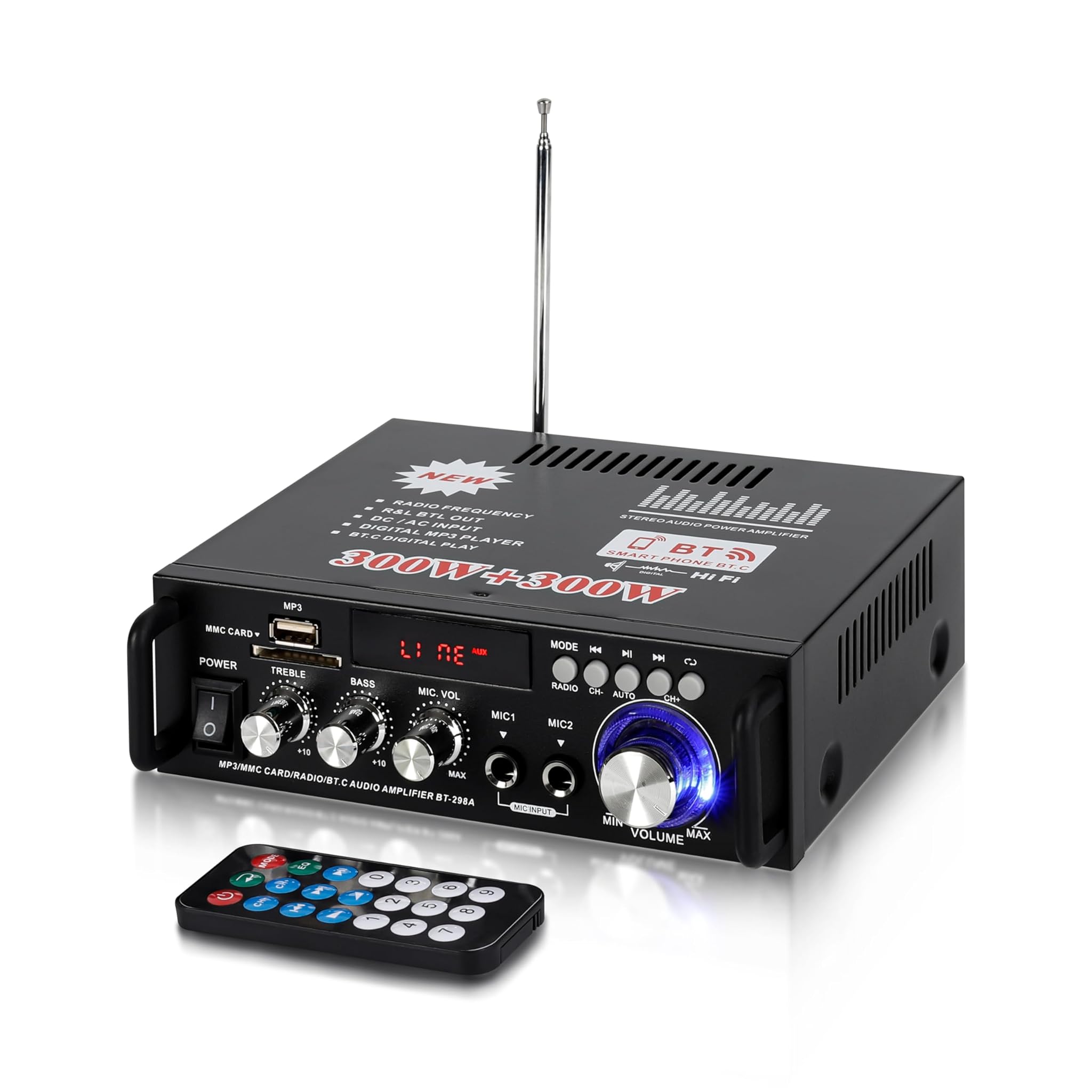 Amplificatore HiFi Audio Stereo BT 600W per Auto o Casa