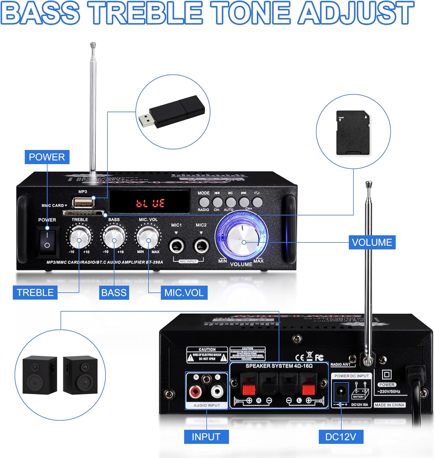 Amplificatore HiFi Audio Stereo BT 600W per Auto o Casa - immagine 7