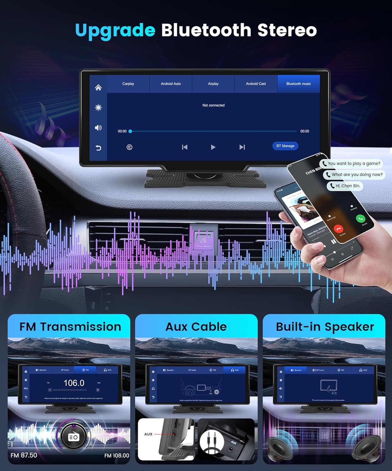 Podofo Apple Carplay Wireless 10,26" IPS HD Touchscreen - immagine 4