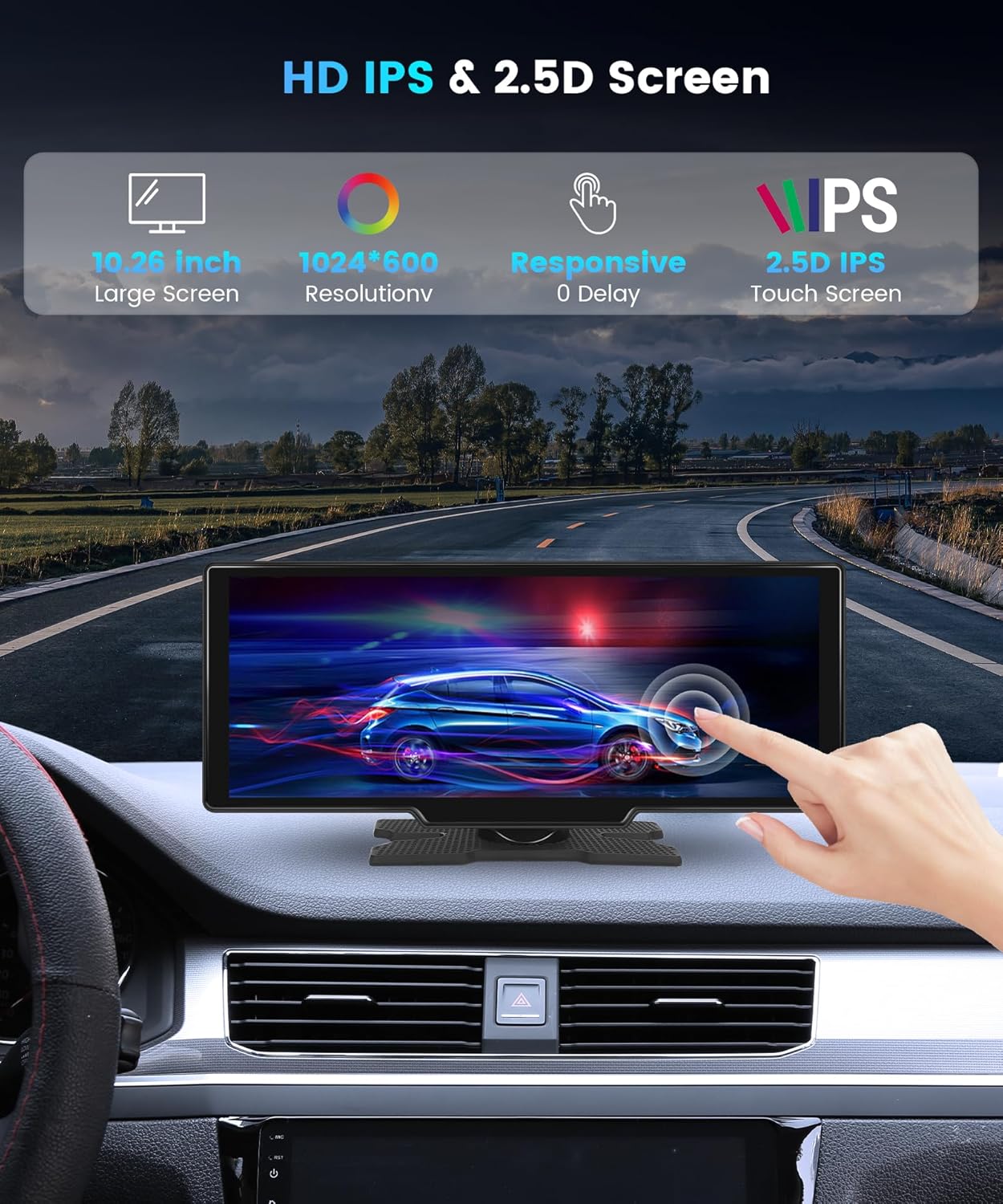 Podofo Apple Carplay Wireless 10,26" IPS HD Touchscreen - immagine 5