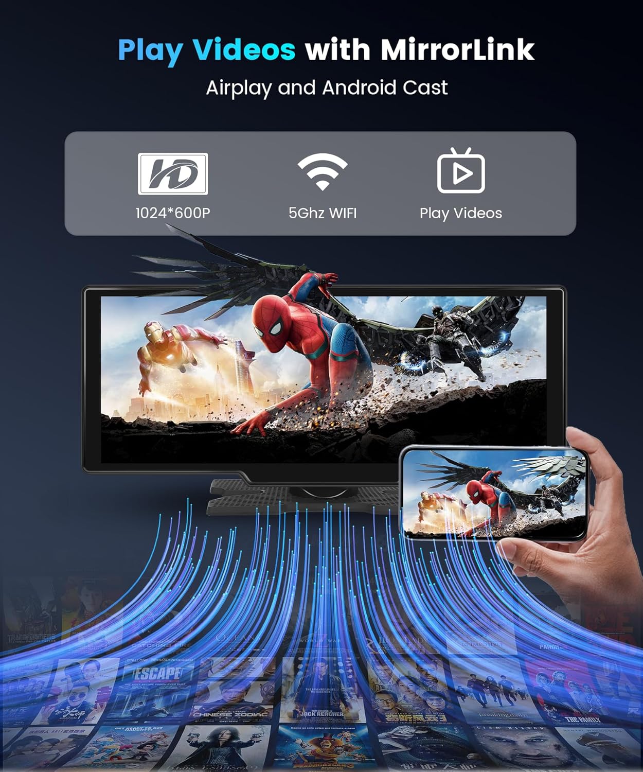 Podofo Apple Carplay Wireless 10,26" IPS HD Touchscreen - immagine 6