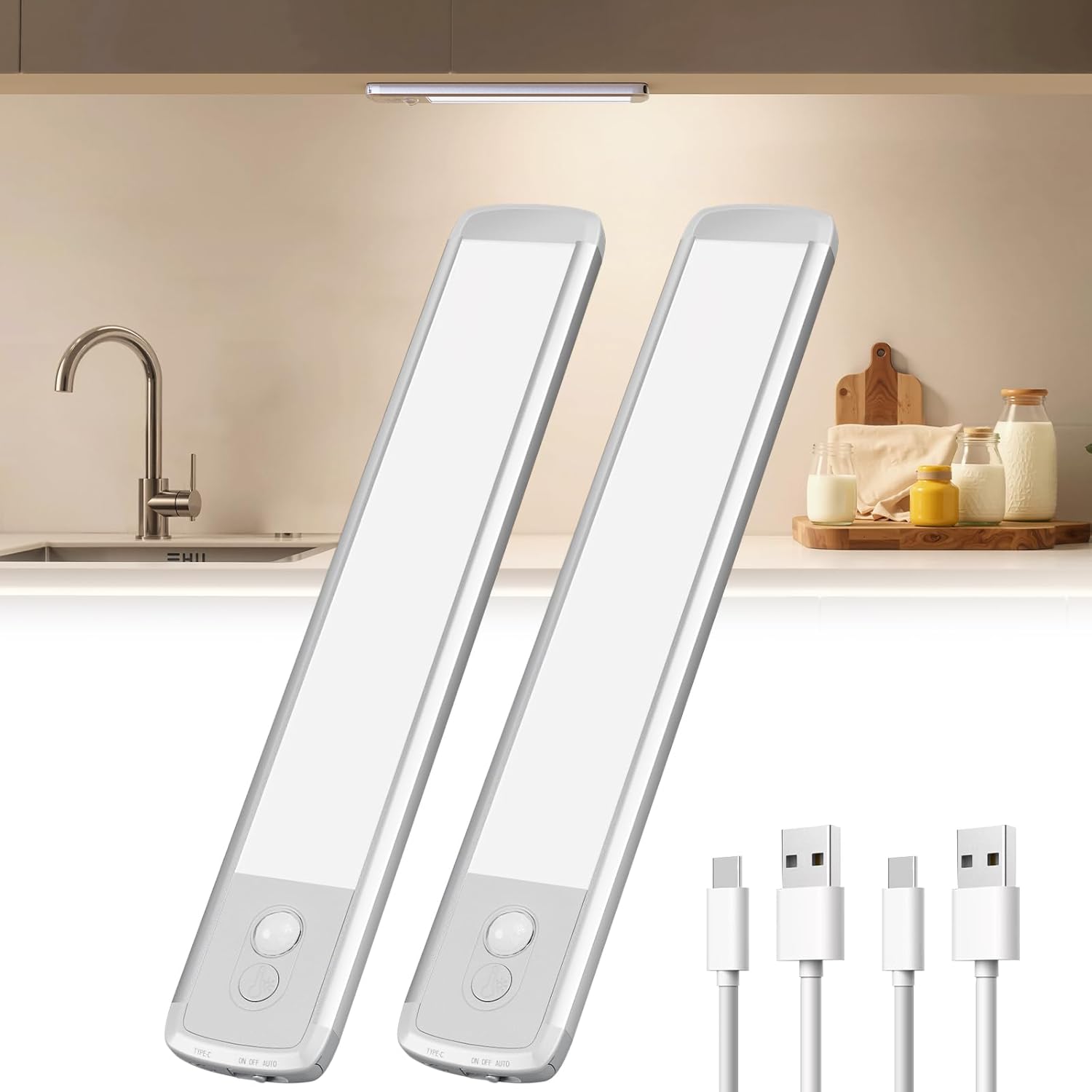 Luce Armadio LED con Sensore Movimento USB-C (2 Pezzi) - immagine 1