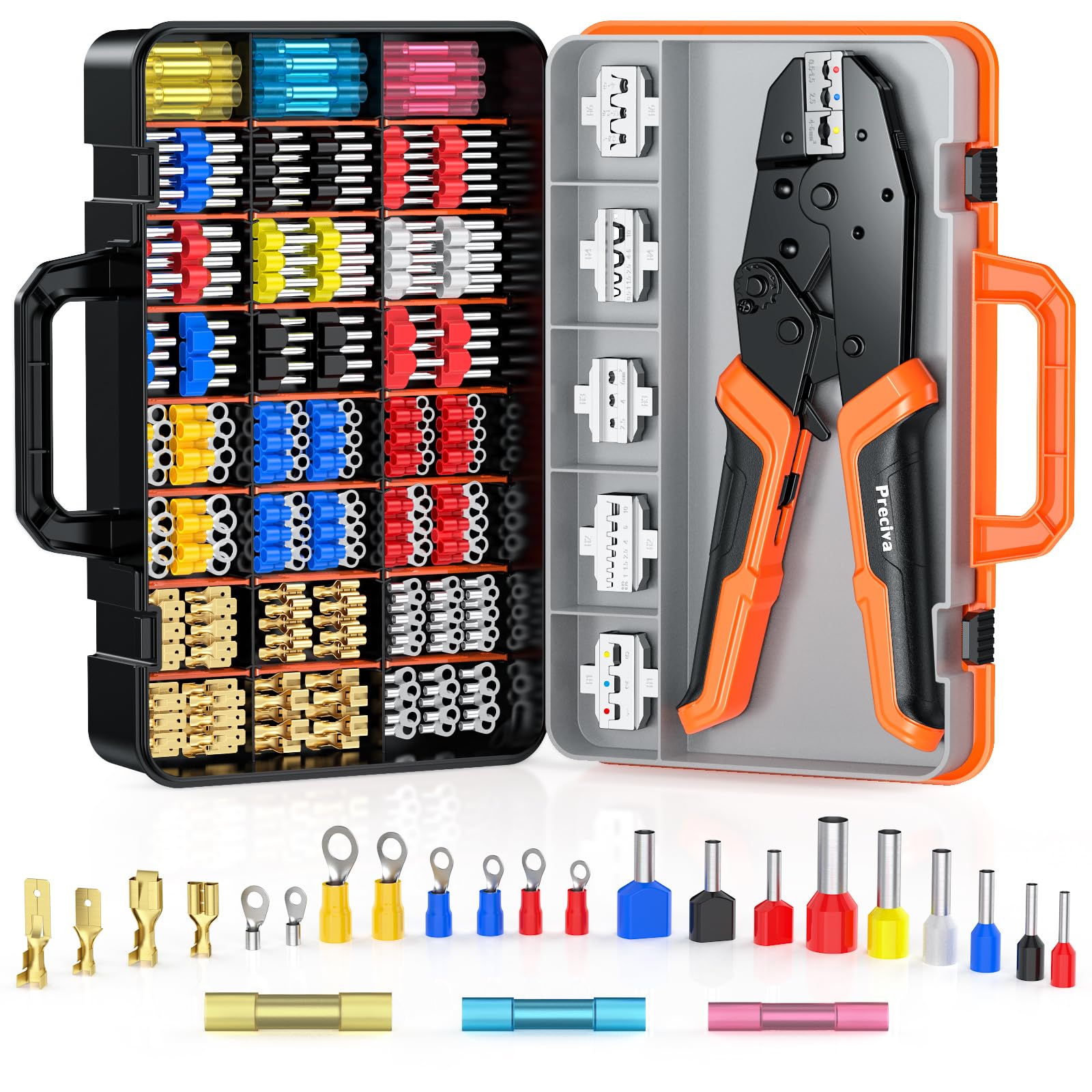 Preciva - Set Pinze a Crimpare con 6 Teste Intercambiabili