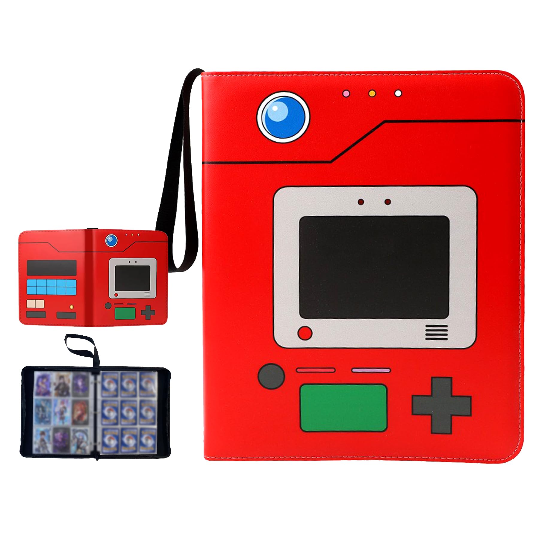 Album Porta Carte 900, 9 Tasche Raccoglitore Carte Collezione 50 Pagine Capacità 900 Carte, Album Carte Collezionabili PU Impermeabile con Cerniera, Regalo per Collezionisti e Bambini (D)