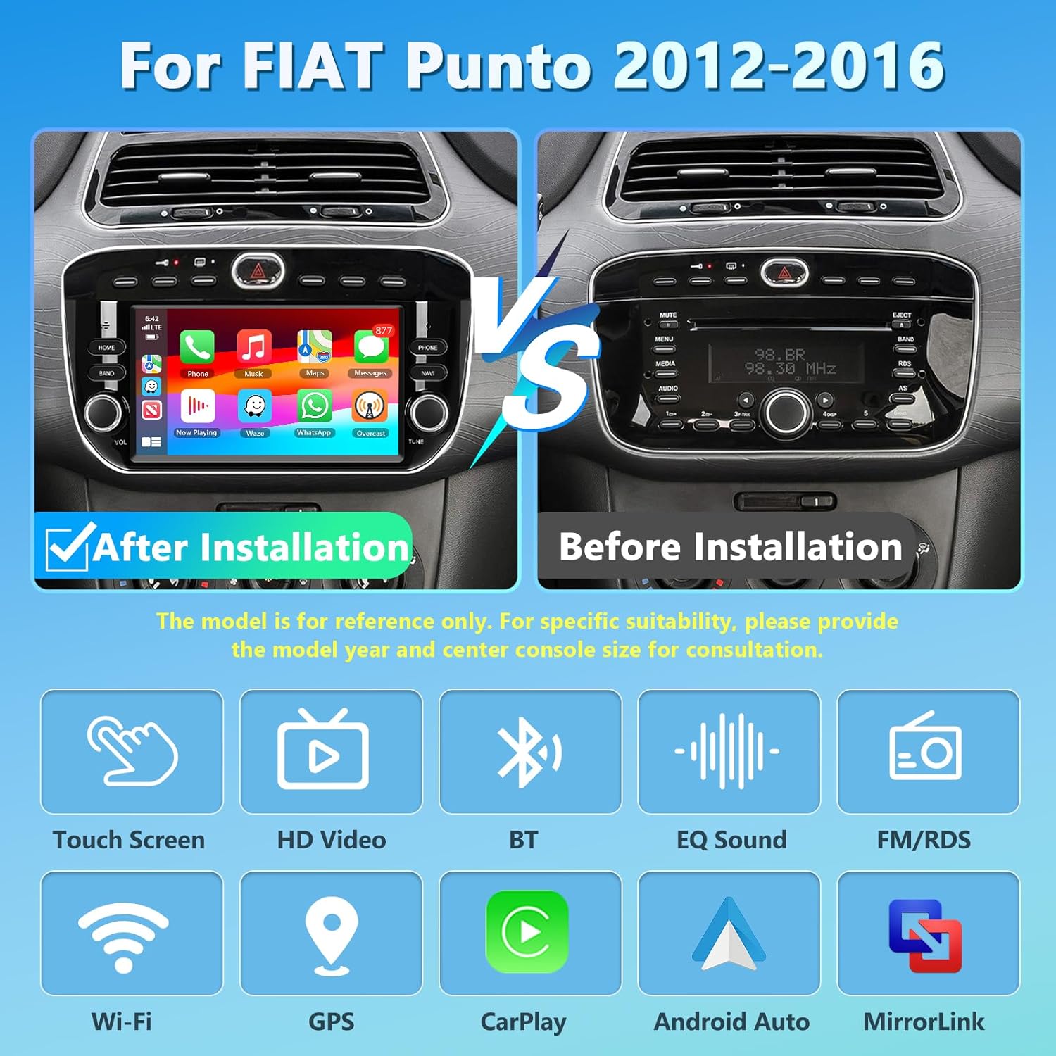 Motorsi Autoradio 4+64G per Fiat Punto 2012-2016 - immagine 2
