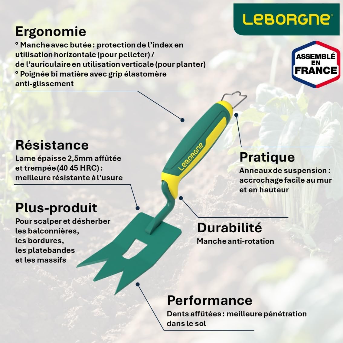 Binette tridente a mano Duopro manico bimateriale - immagine 2