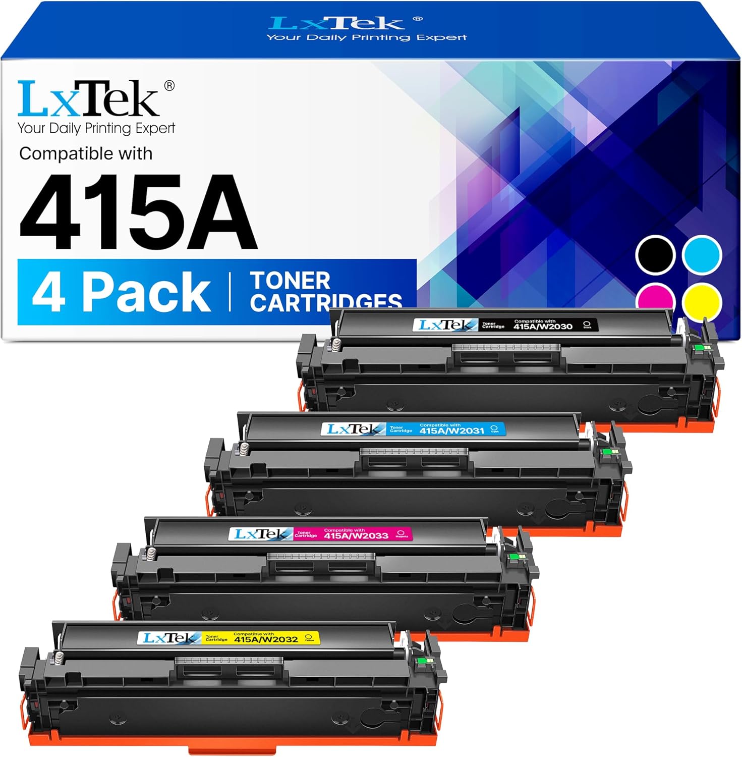 Lxtek Toner 415A W2030A per HP Color LaserJet Pro (4 Pack) - immagine 1