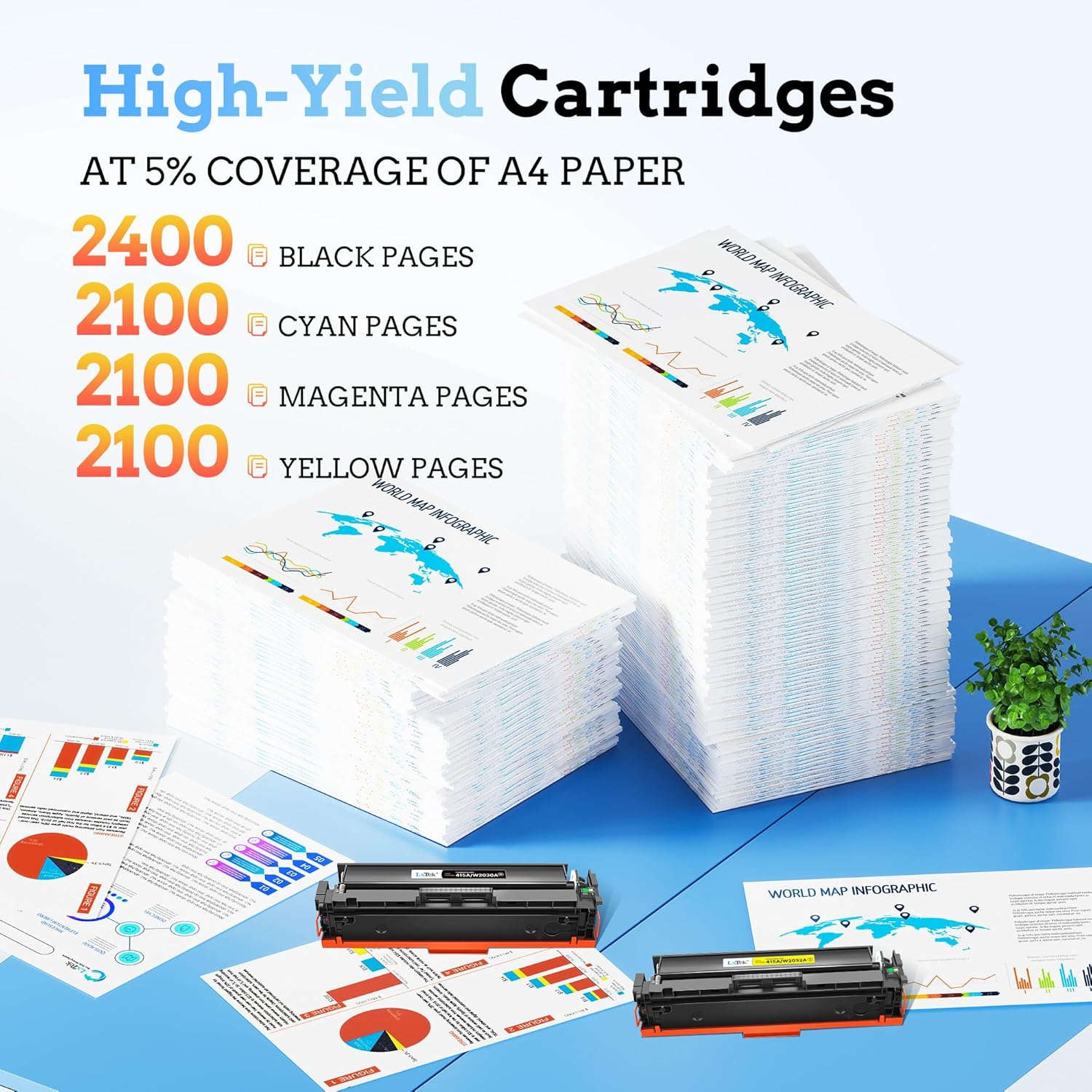 Lxtek Toner 415A W2030A per HP Color LaserJet Pro (4 Pack) - immagine 3