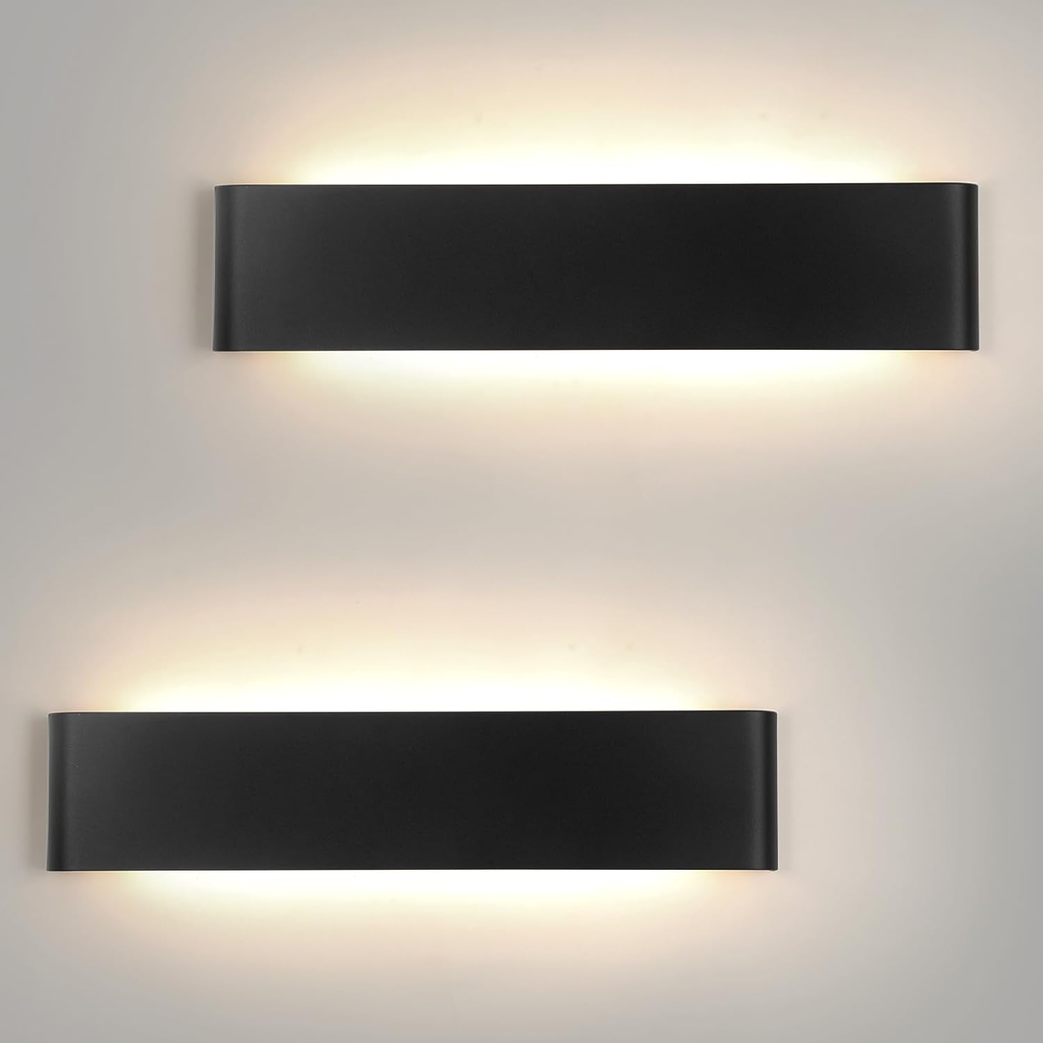 Applique da Parete Interno 24W LED 4500K Bianco Neutro, 2 Pezzi Nero