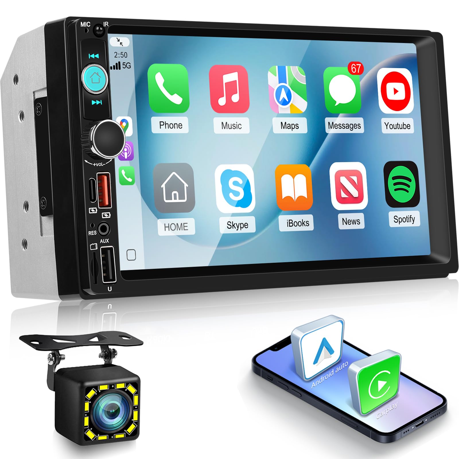 Nhopeew Autoradio 2 Din 7 pollici con Carplay Wireless