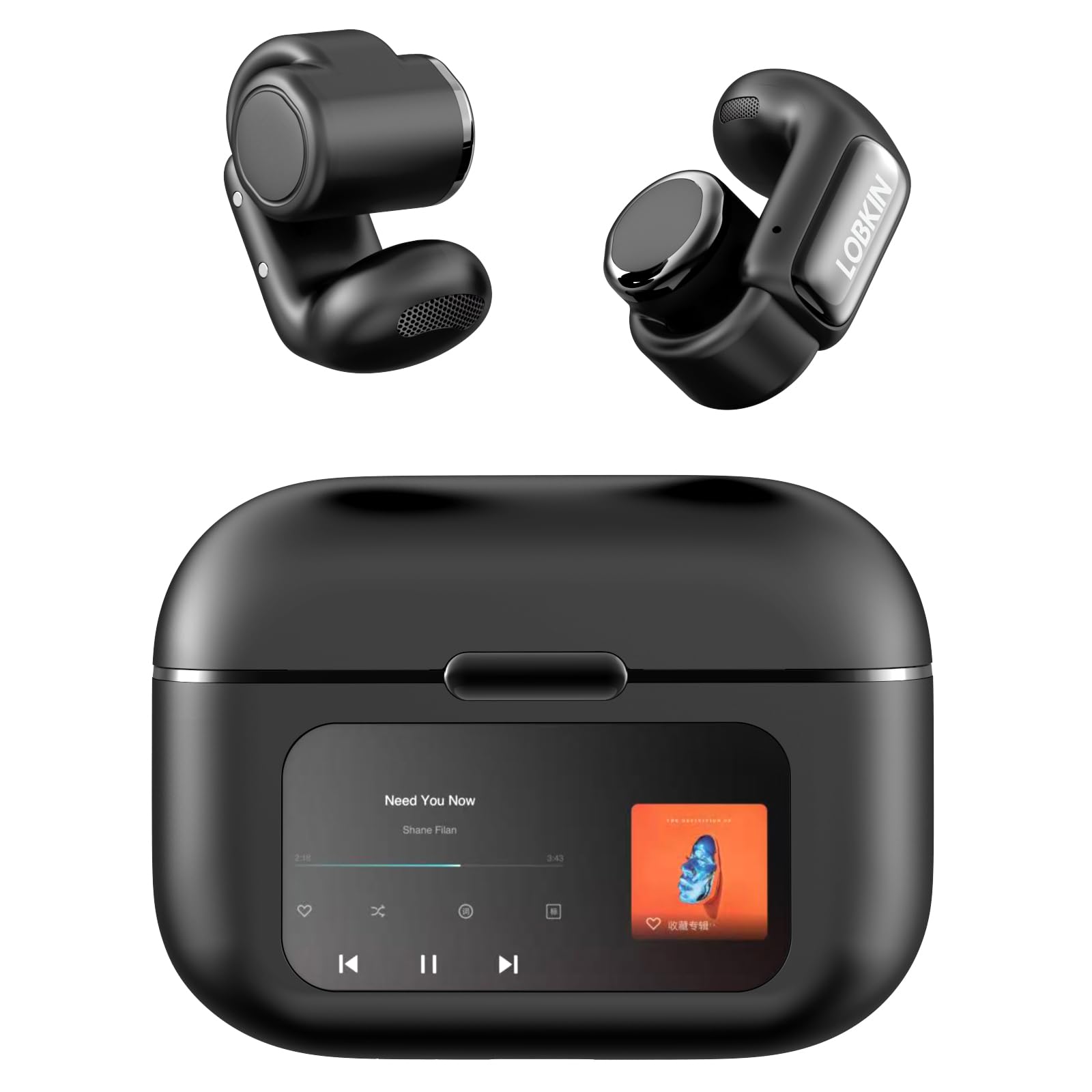 Lobkin Cuffie Bluetooth Open-Ear con Display LED e 4GB Memoria