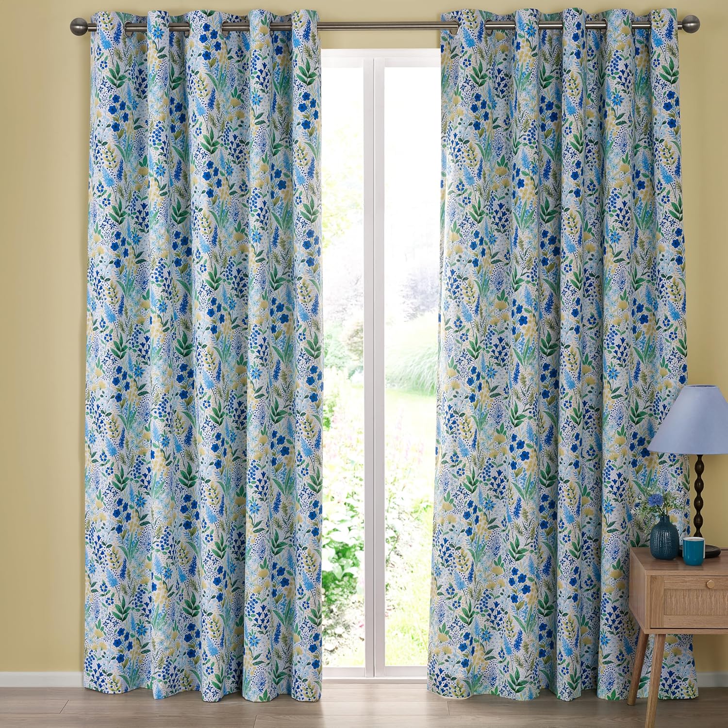 Catherine Lansfield Tilly Floral - Tende con Occhielli Blu - immagine 2